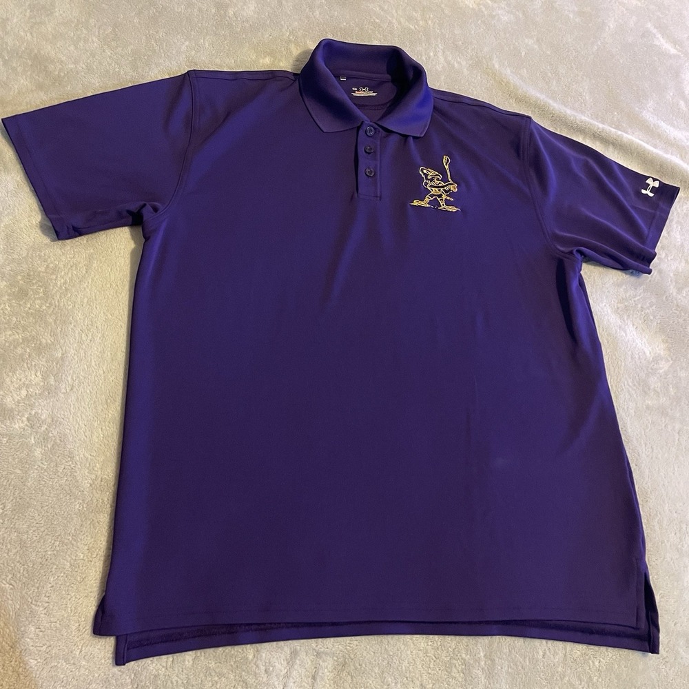 Under Armour Shirt Men Medium Purple Polo Golf Heat Gear Athletic Lightweight